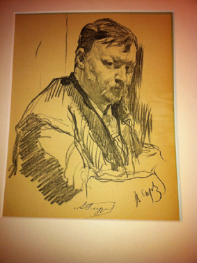Serov, Portrait des Komponisten Glasunov. Lithography portrait of Glasunov by Se