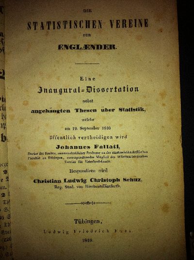 Schüz, Die statistischen Vereine der Engänder.