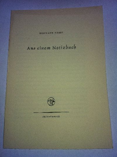 Hesse, Aus einem Notizbuch.