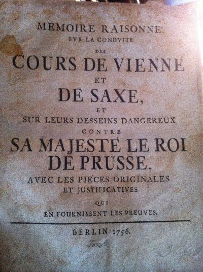 (Hertzberg, Memoire raisonne sur la conduite des cours de Vienne et de Saxe, et