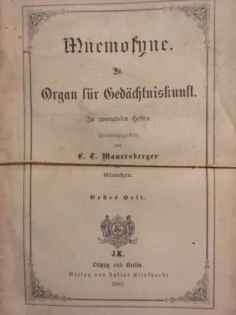 Mauersberger, Mnemosyne. Organ für Gedächtniskunst und zwanglosen Heften.