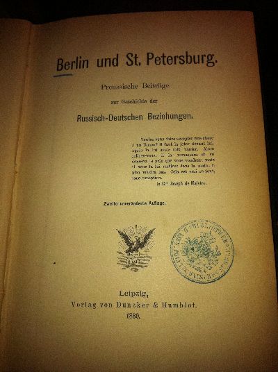 Eckhardt, Berlin und Petersburg.