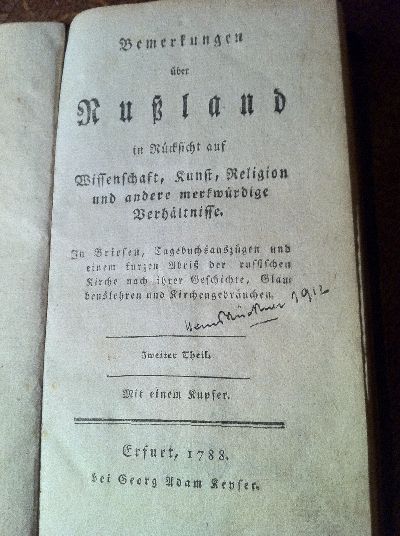 Bellermann, Bemerkungen über Rußland in Rücksicht auf Wissenschaft, Kunst, Relig