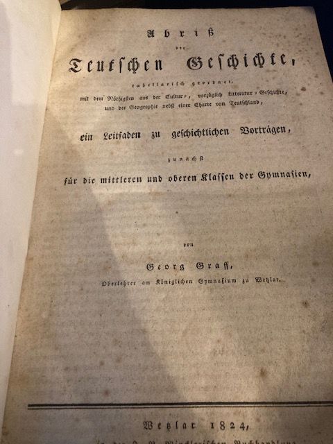 Graff, Abriß der Teutschen Geschichte, tabellarisch geordnet, mit dem nöthigsten