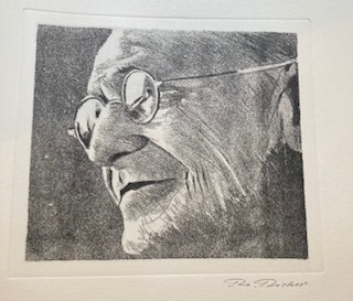 Rieber, Hermann Hesse. Porträt. Original Radierung, nach links schauend.