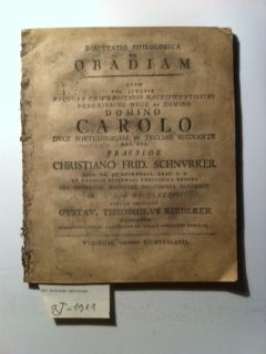 Riederer, Disputatio Philologica ad Obadiam quam deo juuante rectore universitat