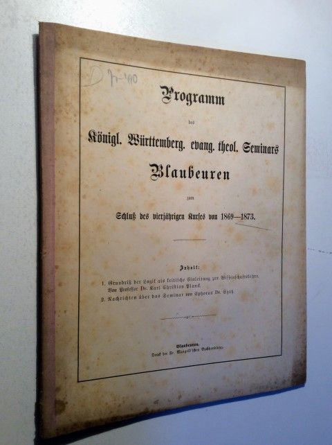 Planck, Grundriß der Logik als kritische Einleitung zur Wissenschaftslehre .