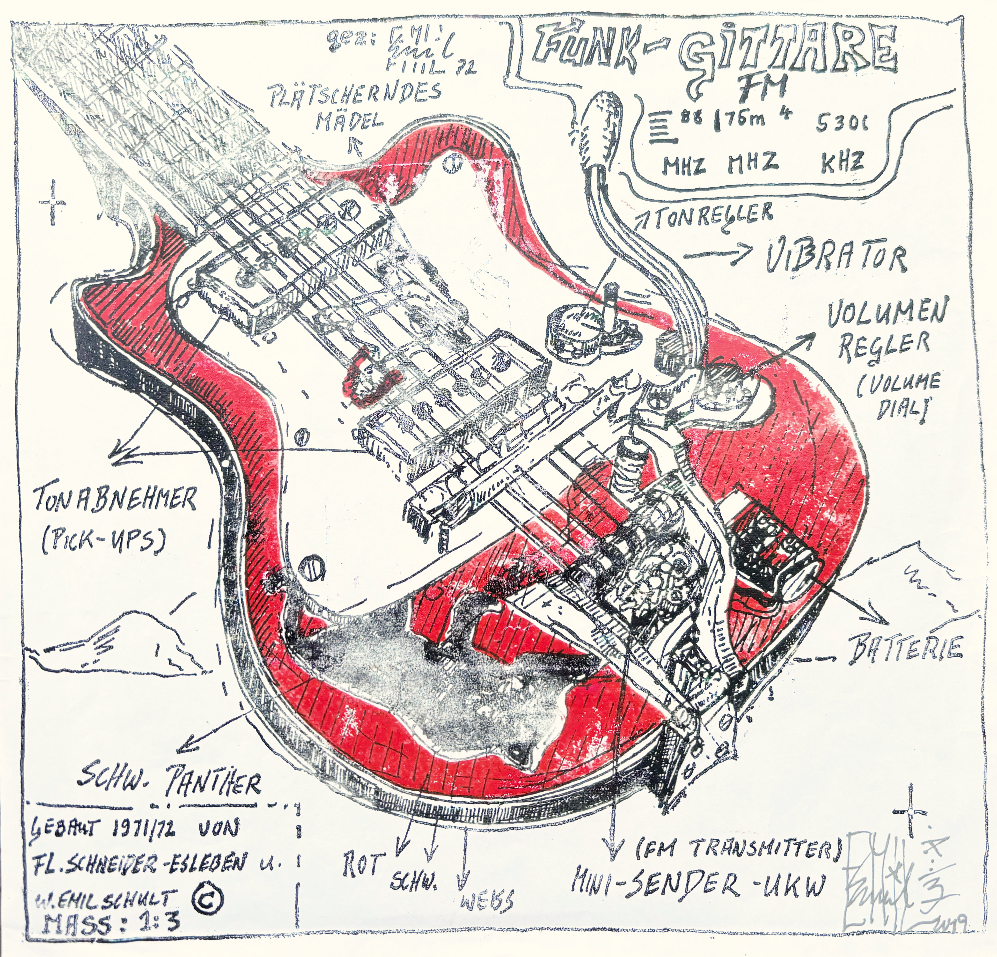 Schult, "Funk Gittare", 1972. Gebaut 1971 / 82 von Fl. Schneider-Esleben und Em