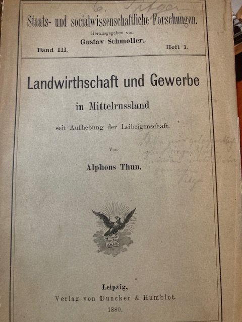 Thun, Landwirthschaft und Gewerbe in Mittelrussland seit Aufhebung der Leibeigen